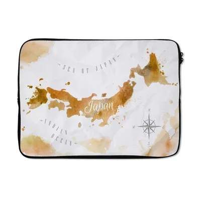 Produktbild von MuchoWow® Laptop Hülle 13 Zoll Karte - Aquarell - Japan Laptoptasche - Laptophülle - Sleeve - Rundumschutz