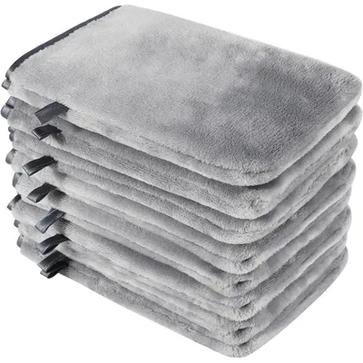 Zdjęcie produktu dla Zestaw 8 sztuk rękawic do mycia z mikrofibry, flanelowe, szare, 15 x 21 cm