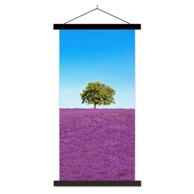 Produktbild von MuchoWow® Textilposter Baum - Lila - Himmel - Lavendel 90x180 cm mit schwarzem Rahmen - Dekoration Wohnzimmer
