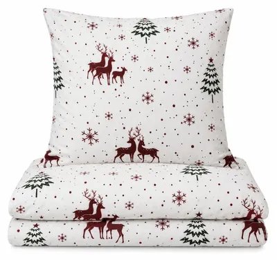 Produktbild von Renforce Bettwäsche aus 100% Baumwolle - Weihnachtsbettwäsche mit verdecktem Reißverschluss 155 x 200 cm + 80 x 80 cm