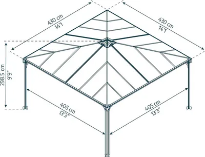 A diagram showing the dimensions of a gazebo.