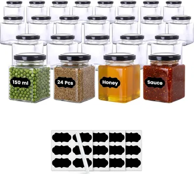 Productafbeelding van Set van 24 Opslagpotjes 150 ml met Etiketten