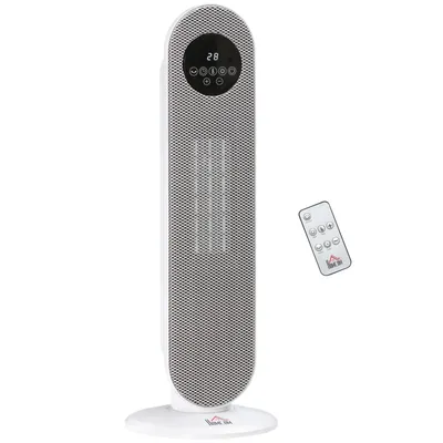Image de HOMCOM Chauffage d'appoint Radiateur soufflant Radiateur céramique oscillant 15-40°C avec Télécommande 1300/2000W, 21 x 21 x 63,5 cm