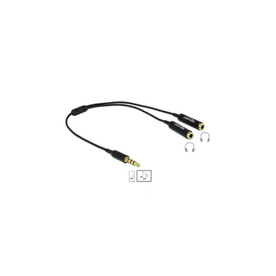 Produktbild von DeLOCK 65575, 3.5mm, Männlich, 2 x 3.5mm, Weiblich, 0,25 m, Schwarz