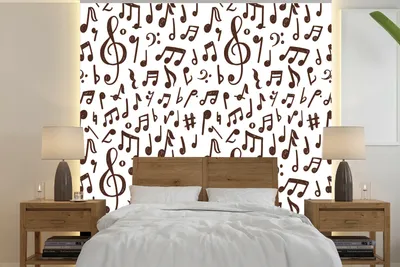 Produktbild von MuchoWow® Fototapete für Wohnzimmer oder Schlafzimmer Wandtapete Vinyl Motivtapete Musiknoten - Muster - Musik - 240x240 cm - Schlafzimmer-Tapete