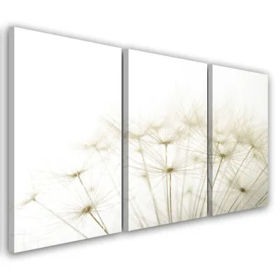 Image de Triptyque sur toile fleurs blanches 90x60 cm Feeby blanc tableau mural prêt à accrocher