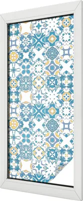 Obrázek produktu pro Vitrážová fólie na okna - 116x50 cm - vitrážový vzor - neprůhledná dekorativní fólie na ochranu soukromí - samolepicí, ochrana proti UV záření - mozaikový vzor