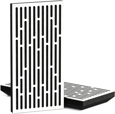 Immagine prodotto di Confezione da 4 – Pannelli acustici K1 fonoassorbenti, sottili, per la diffusione del suono | 50x25 cm | Riflessione | Spessore: 33 mm | Colore: Bianco, plastica lucida