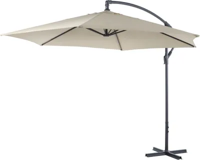 Produktbild von Lifetime Garden Ampelschirm mit Ständer – Ampelschirm neigbar – ⌀300 x 300 cm – Balkonschirm mit Kurbelsystem – bis zu 3 Meter höhenverstellbar – Champagner-Sonnenschirm