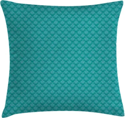 Produktbild von ABAKUHAUS viktorianisch Kissenbezug, Repetitive Floral Ornamentals Kurvige Blossom inspirierte Motive Illustration, 45 x 45 cm, Teal und Blassblau