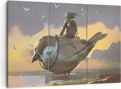 Produktbild von Bild auf Leinwand - Leinwandbild - Fantasie Vogel - 105x70cm - Wand Bild - Wanddeko - Wandbilder - Leinwanddruck - Bilder - Kunstdruck - Wanddekoration - Leinwand bilder - Wandkunst - CE105x70-3933