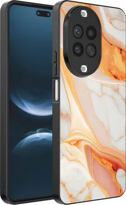 Produktbild von Geeignet für Huawei Nova 14 Pro Telefon Fall mit Marmor Druck - TPU zurück Abdeckung Fall Marmor Design - Orange - Smartphonica