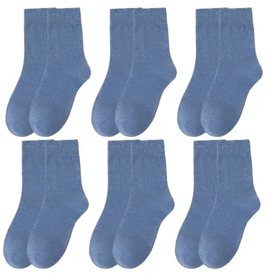 Produktbild von 6 Paar Damen Crew Socken Baumwolle Socken Atmungsaktive Sportsocken Freizeitsocken, Blau
