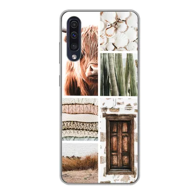 Produktbild von MuchoWow® Handyhülle Schutzhülle Hülle für Samsung Galaxy A50 Schottischer Highlander - Collage - Kaktus Silikon Softcase Handy Hülle - Mobiltelefonhülle