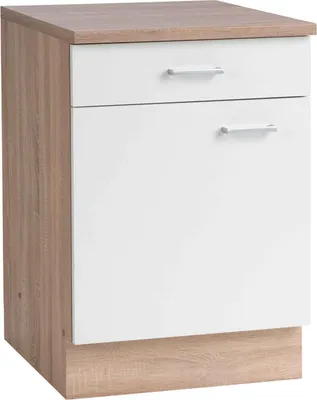 Produktbild von Unterschrank - Eiche Sonoma Nachbildung - Weiß - B 60 cm - 1 Schublade - 1 Tür