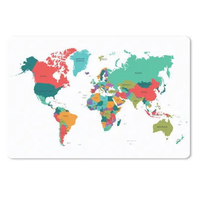 Produktbild von MuchoWow® Schreibtischunterlage Weltkarte - Bunt - Einfach 60x40 cm - XXL Mauspad - Großes Mauspad