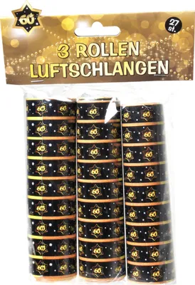 Produktbild von Luftschlangen Geburtstag 60 schwarz-gold