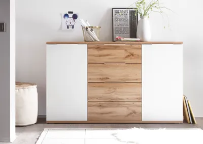 Produktbild von Kommode BECASA Sideboard Wohnzimmer Schlafzimmer Flur Wildeiche weiß