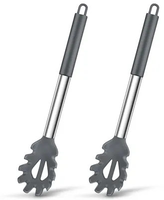 Imagen del producto de Juego de 2 espátulas de silicona para espaguetis, con mango de acero inoxidable