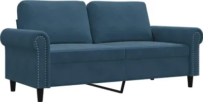 Image de vidaXL Canapé 2 places bleu 140 cm velours