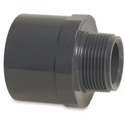 Produktbild von Mega Übergangsnippel PVC-U 16/20 mm x 1/2 Zoll Klebemuffe/Klebestutzen x Außengewinde 10 bar, grau