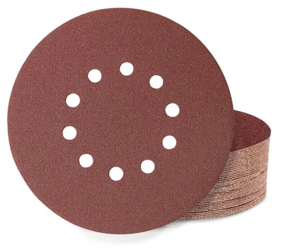 Immagine prodotto di Carta abrasiva da 225 mm con sistema di fissaggio a velcro, 10 fori, grana P80, confezione da 40 pezzi, per levigatrici con prolunga