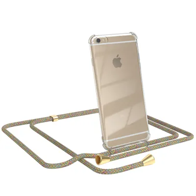 Produktbild von EAZY CASE Handykette kompatibel mit Apple iPhone 6 / 6S, Handyhülle mit Umhängeband, Handykordel, Schutzhülle Clear, Band in Bunt