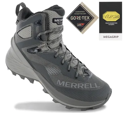 Image de Merrell Rogue Hiker Mid GTX GORE-TEX - Chaussures de randonnée pour homme, bottes de trekking, gris J038497, taille 45 (EU) / 10,5 (UK)