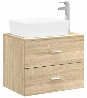 Imagen del producto de vidaXL Juego de muebles de baño en estilo Sonoma, fabricado con material de madera