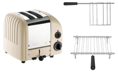 Produktbild von Dualit Toaster Paket 2, 2er Toaster mit Brötchenaufsatz und Sandwichzange Creme