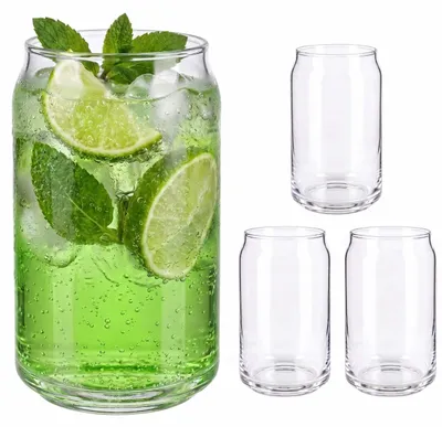Produktbild von Relaxdays Longdrinkgläser, 4er Set, 480 ml, geschliffene Trinkgläser, spülmaschinenfest, Highball Gläser, transparent