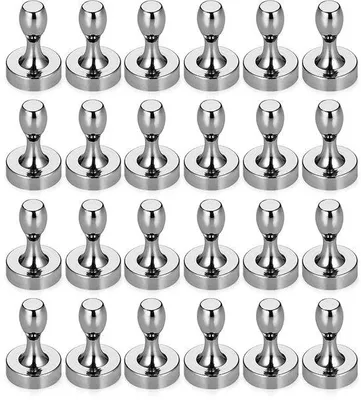 Produktbild von Klein starker Neodymium-Magnet, 24 Stück Mini-Metall-Kegelmagneten, weiß, für Kühlschrank, Pinnwand, Magnetbrett, Whiteboard, Büro, Schule