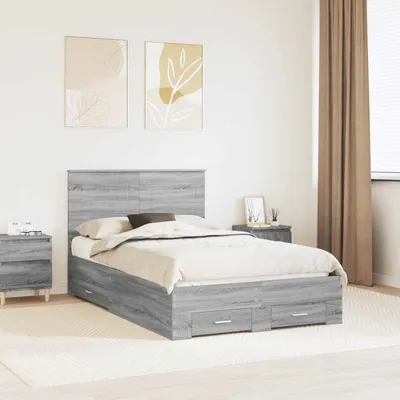 Obrázek produktu pro Maison Exclusive – rám postele Graues Sonoma 135 x 190 cm dřevěný materiál