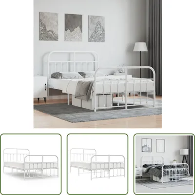 Produktbild von The Living Store Bettgestell mit Kopf- und Fußteil Metall Weiß 120x190 cm
