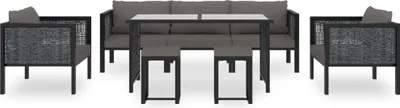 Produktbild von vidaXL 8-tlg. Garten-Lounge-Set mit Auflagen Poly Rattan Anthrazit