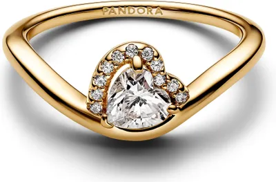 Produktbild von Pandora Ring Damen Welliges Herz Zirkonia Vergoldet 163660C01 Gr. 60