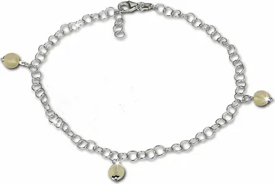 Image de SilberDream Chaîne de cheville pour dames 25cm 925 argent sterling verre jaune boule SDF011Y