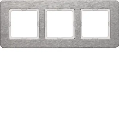 Produktbild von Berker Rahmen 3fach waagerecht, Q.7, Edelstahl, Metall gebürstet, Edelstahl, Edelstahl, Schraubenlos, Berker, Q.7, IP20