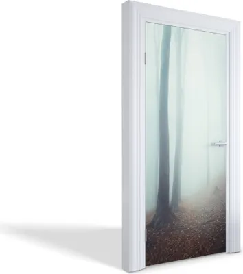 Produktbild von Türdeko Aufkleber Selbstklebende Wandsticker Personalisiert - Nebliger Wald - 95 x 205 cm