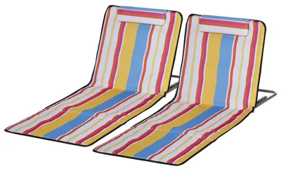 Produktbild von 2er-Set Strandmatte, verstellbar, faltbar, 124L x 53B x 37-50H cm, Mehrfarbig