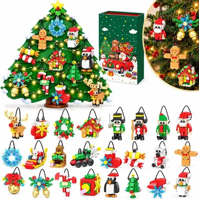 Produktbild von Adventskalender mit 24 DIY-Weihnachtsanhängern, Klemmbausteine zum Basteln, Christbaumschmuck für die Adventszeit 2026