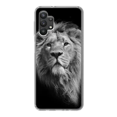 Produktbild von MuchoWow® Handyhülle Schutzhülle Hülle für Samsung Galaxy A32 5G Löwe - Porträt - Schwarz - Weiß Silikon Softcase Handy Hülle - Softcase