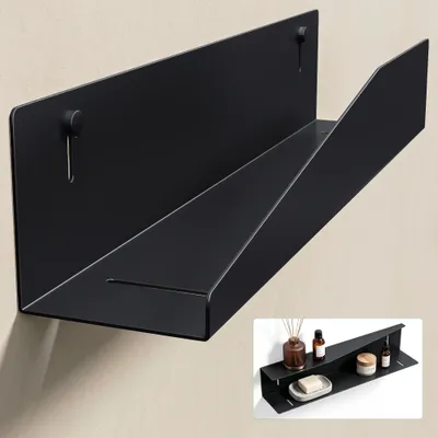 Produktbild von Mai & Mai Duschablage zum Bohren oder Kleben, Duschregal Badezimmerablage 50cm, Shampoo Halterung für Dusche, Badezimmer Organizer Schwarz Reglo-15