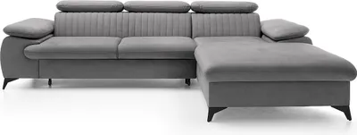 Produktbild von Schlafsofa mit rechter Ecke aus aschblauem Velours - SAMARA by Pascal Morabito
