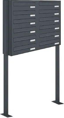 Produktbild von 12er Standbriefkasten Freistehend Durchwurfanlage RAL 7016 Anthrazit