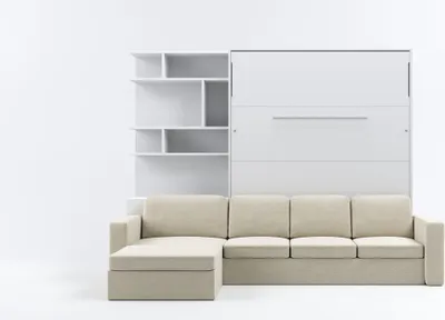 Zdjęcie produktu dla Półkotapczan pionowy "Invento Nova 160V" (160x200) biały/biały mat z narożnikiem boucle