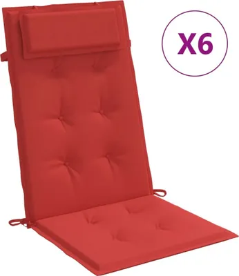 Image de Coussins de chaise à dossier haut lot de 6 rouge tissu oxford