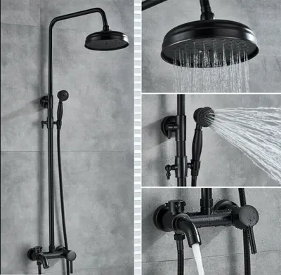 Obrázek produktu pro Sprchová baterie Černý sprchový systém Dešťová sprcha Sprchový sloup Sprchová sada Nostalgie Antique Retro Sprchová hlavice Sada kohoutků Koupelna