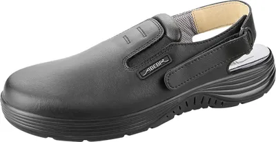 A black Abeba clog shoe with a slingback strap.