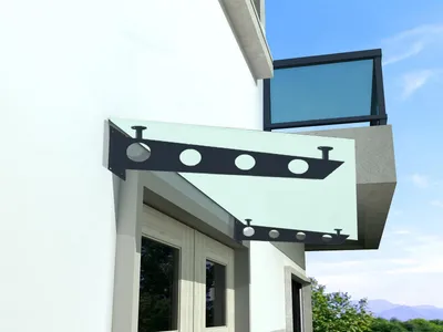 Immagine prodotto di Glaswerk Westfalen - (S) Pensilina in vetro satinato 120x90 cm con supporto RAL 7016